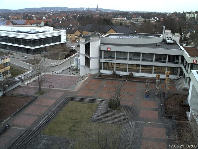 Foto der Webcam: Verwaltungsgeb&auml;ude, Innenhof mit Audimax, H&ouml;rsaal-Geb&auml;ude 1