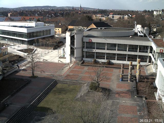 Foto der Webcam: Verwaltungsgeb&auml;ude, Innenhof mit Audimax, H&ouml;rsaal-Geb&auml;ude 1