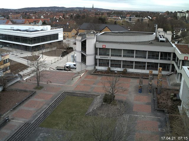 Foto der Webcam: Verwaltungsgeb&auml;ude, Innenhof mit Audimax, H&ouml;rsaal-Geb&auml;ude 1
