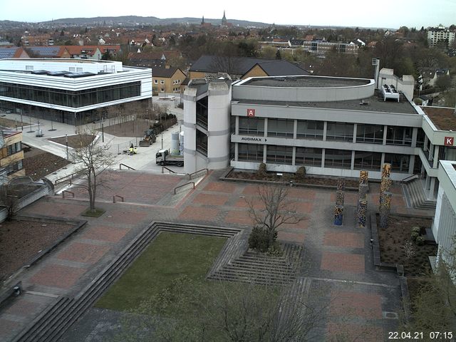 Foto der Webcam: Verwaltungsgeb&auml;ude, Innenhof mit Audimax, H&ouml;rsaal-Geb&auml;ude 1