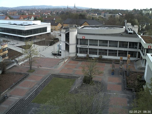 Foto der Webcam: Verwaltungsgeb&auml;ude, Innenhof mit Audimax, H&ouml;rsaal-Geb&auml;ude 1