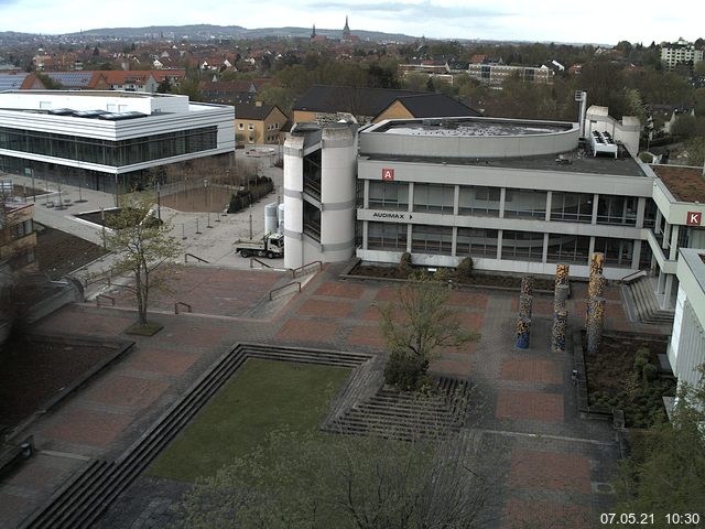 Foto der Webcam: Verwaltungsgeb&auml;ude, Innenhof mit Audimax, H&ouml;rsaal-Geb&auml;ude 1
