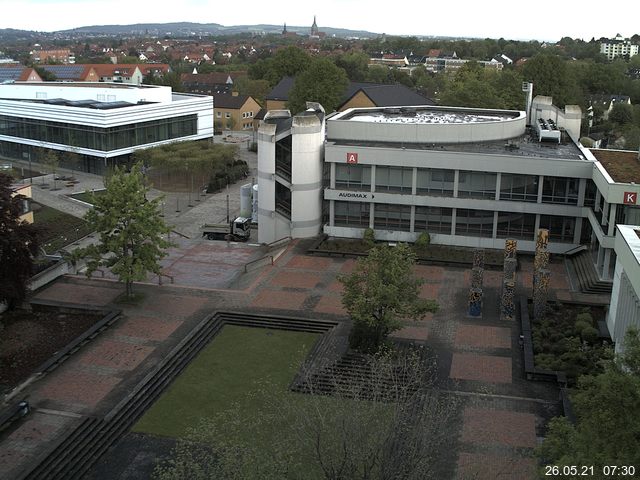 Foto der Webcam: Verwaltungsgeb&auml;ude, Innenhof mit Audimax, H&ouml;rsaal-Geb&auml;ude 1