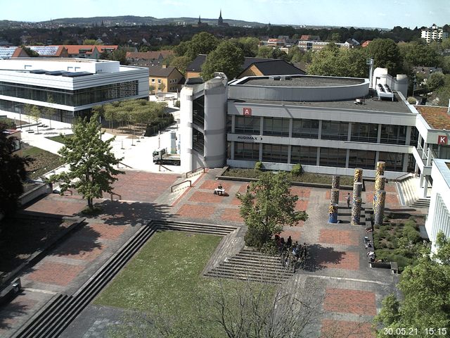 Foto der Webcam: Verwaltungsgeb&auml;ude, Innenhof mit Audimax, H&ouml;rsaal-Geb&auml;ude 1