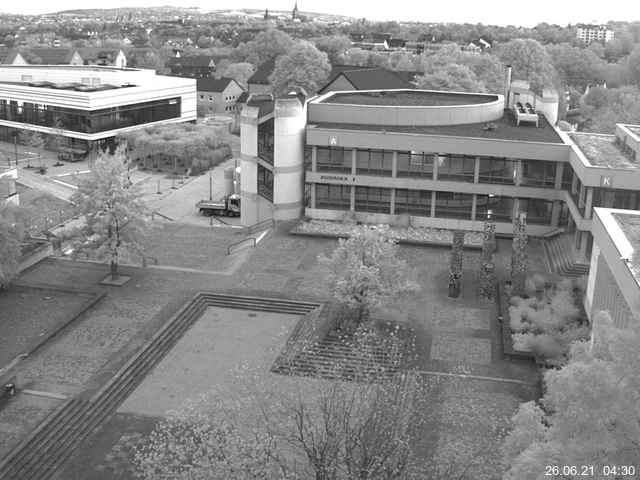 Foto der Webcam: Verwaltungsgeb&auml;ude, Innenhof mit Audimax, H&ouml;rsaal-Geb&auml;ude 1