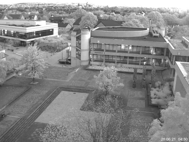 Foto der Webcam: Verwaltungsgeb&auml;ude, Innenhof mit Audimax, H&ouml;rsaal-Geb&auml;ude 1