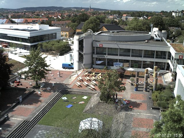 Foto der Webcam: Verwaltungsgeb&auml;ude, Innenhof mit Audimax, H&ouml;rsaal-Geb&auml;ude 1