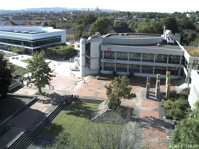 Foto der Webcam: Verwaltungsgeb&auml;ude, Innenhof mit Audimax, H&ouml;rsaal-Geb&auml;ude 1