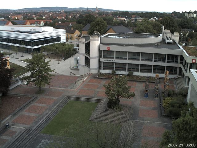 Foto der Webcam: Verwaltungsgeb&auml;ude, Innenhof mit Audimax, H&ouml;rsaal-Geb&auml;ude 1