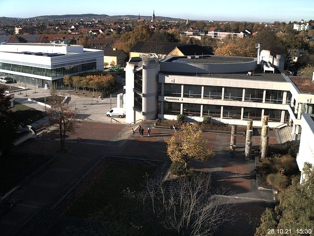 Foto der Webcam: Verwaltungsgeb&auml;ude, Innenhof mit Audimax, H&ouml;rsaal-Geb&auml;ude 1