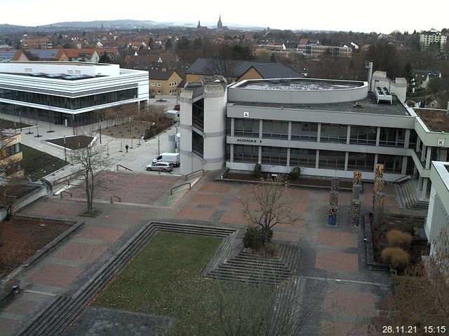 Foto der Webcam: Verwaltungsgeb&auml;ude, Innenhof mit Audimax, H&ouml;rsaal-Geb&auml;ude 1