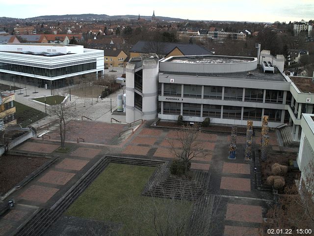 Foto der Webcam: Verwaltungsgeb&auml;ude, Innenhof mit Audimax, H&ouml;rsaal-Geb&auml;ude 1