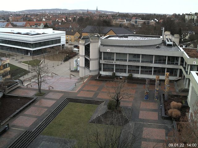 Foto der Webcam: Verwaltungsgeb&auml;ude, Innenhof mit Audimax, H&ouml;rsaal-Geb&auml;ude 1