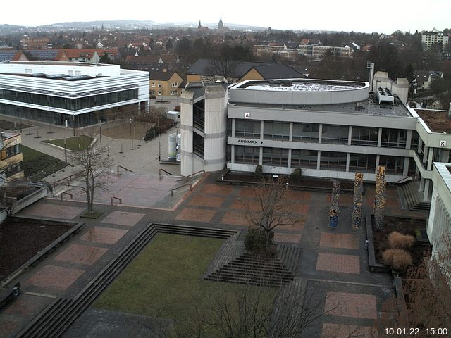 Foto der Webcam: Verwaltungsgeb&auml;ude, Innenhof mit Audimax, H&ouml;rsaal-Geb&auml;ude 1