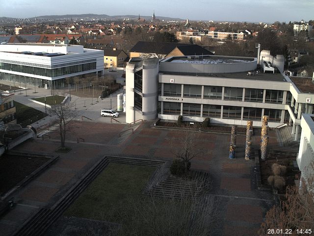 Foto der Webcam: Verwaltungsgeb&auml;ude, Innenhof mit Audimax, H&ouml;rsaal-Geb&auml;ude 1