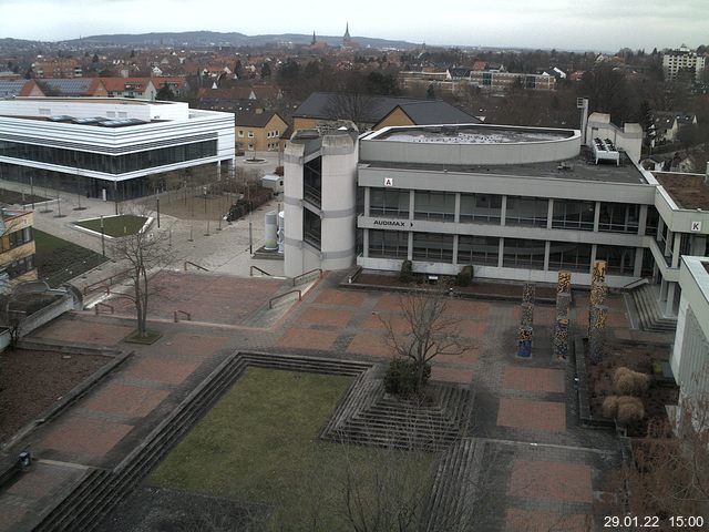 Foto der Webcam: Verwaltungsgeb&auml;ude, Innenhof mit Audimax, H&ouml;rsaal-Geb&auml;ude 1