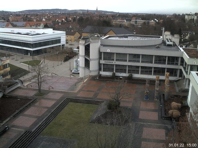 Foto der Webcam: Verwaltungsgeb&auml;ude, Innenhof mit Audimax, H&ouml;rsaal-Geb&auml;ude 1