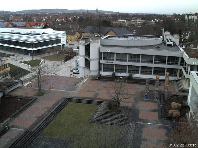 Foto der Webcam: Verwaltungsgeb&auml;ude, Innenhof mit Audimax, H&ouml;rsaal-Geb&auml;ude 1