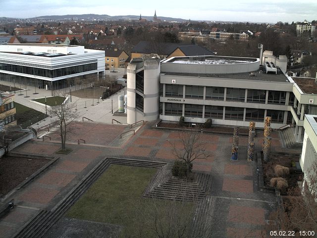 Foto der Webcam: Verwaltungsgeb&auml;ude, Innenhof mit Audimax, H&ouml;rsaal-Geb&auml;ude 1