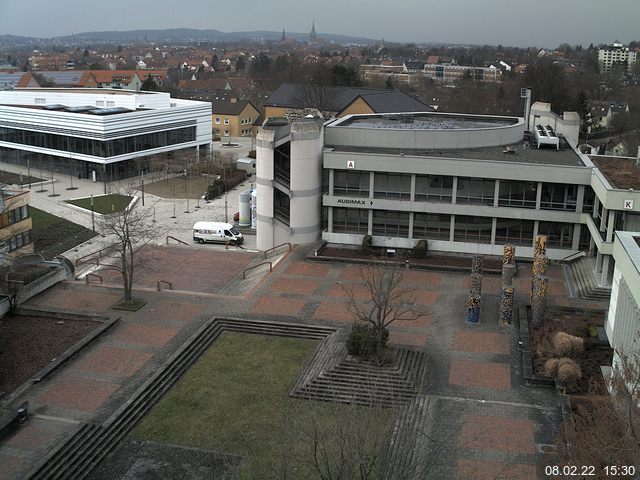 Foto der Webcam: Verwaltungsgeb&auml;ude, Innenhof mit Audimax, H&ouml;rsaal-Geb&auml;ude 1