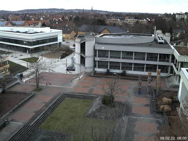 Foto der Webcam: Verwaltungsgeb&auml;ude, Innenhof mit Audimax, H&ouml;rsaal-Geb&auml;ude 1