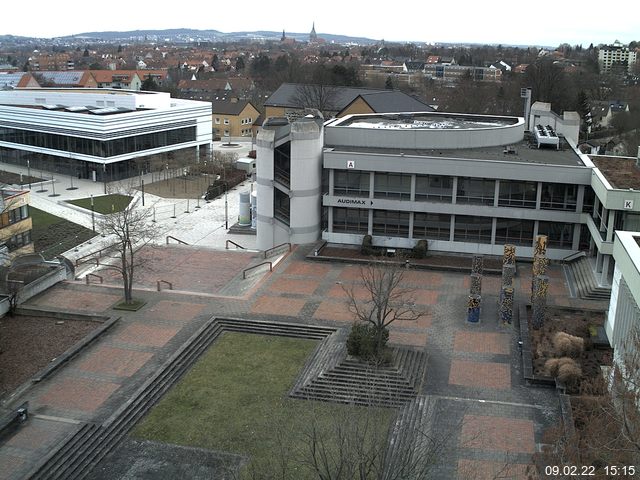 Foto der Webcam: Verwaltungsgeb&auml;ude, Innenhof mit Audimax, H&ouml;rsaal-Geb&auml;ude 1
