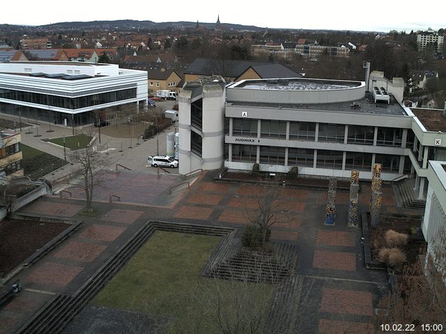 Foto der Webcam: Verwaltungsgeb&auml;ude, Innenhof mit Audimax, H&ouml;rsaal-Geb&auml;ude 1
