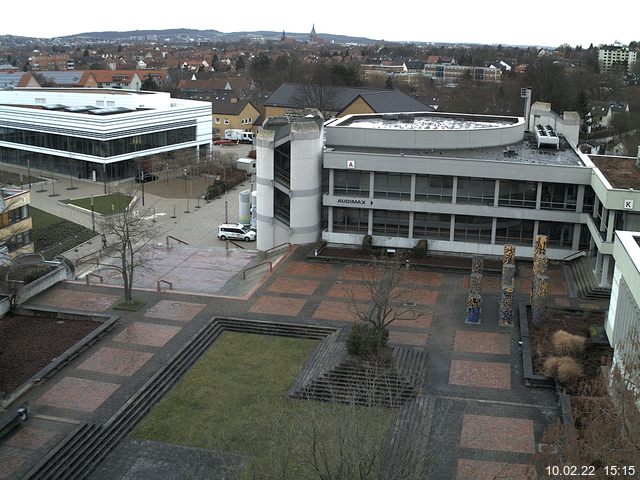 Foto der Webcam: Verwaltungsgeb&auml;ude, Innenhof mit Audimax, H&ouml;rsaal-Geb&auml;ude 1