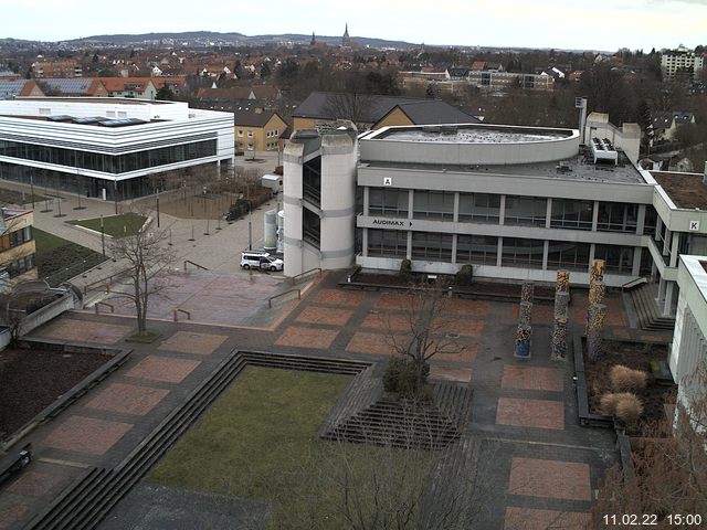 Foto der Webcam: Verwaltungsgeb&auml;ude, Innenhof mit Audimax, H&ouml;rsaal-Geb&auml;ude 1