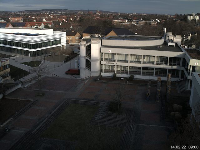 Foto der Webcam: Verwaltungsgeb&auml;ude, Innenhof mit Audimax, H&ouml;rsaal-Geb&auml;ude 1
