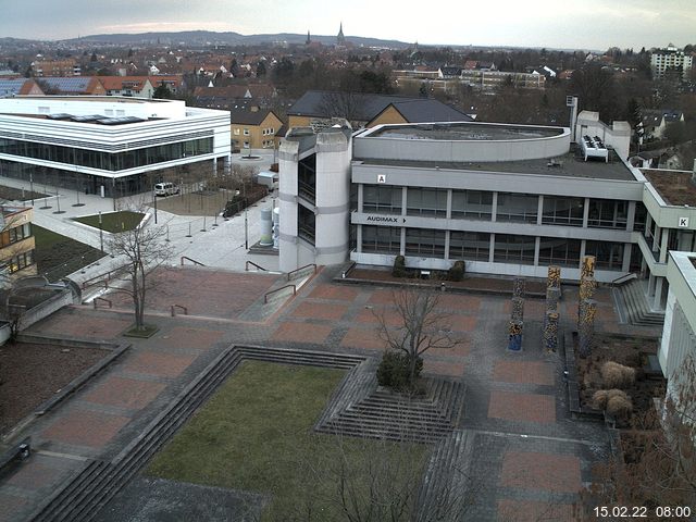 Foto der Webcam: Verwaltungsgeb&auml;ude, Innenhof mit Audimax, H&ouml;rsaal-Geb&auml;ude 1