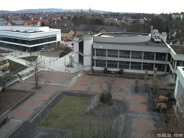 Foto der Webcam: Verwaltungsgeb&auml;ude, Innenhof mit Audimax, H&ouml;rsaal-Geb&auml;ude 1