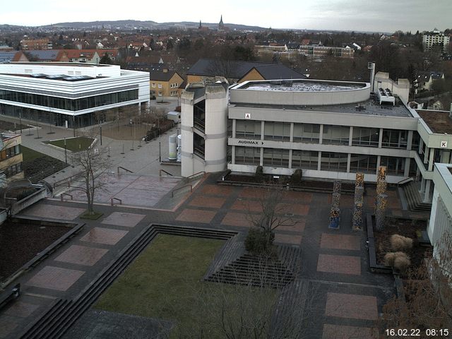 Foto der Webcam: Verwaltungsgeb&auml;ude, Innenhof mit Audimax, H&ouml;rsaal-Geb&auml;ude 1