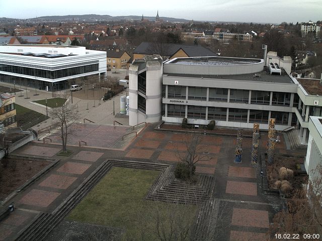 Foto der Webcam: Verwaltungsgeb&auml;ude, Innenhof mit Audimax, H&ouml;rsaal-Geb&auml;ude 1