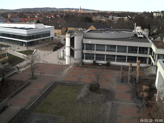 Foto der Webcam: Verwaltungsgeb&auml;ude, Innenhof mit Audimax, H&ouml;rsaal-Geb&auml;ude 1