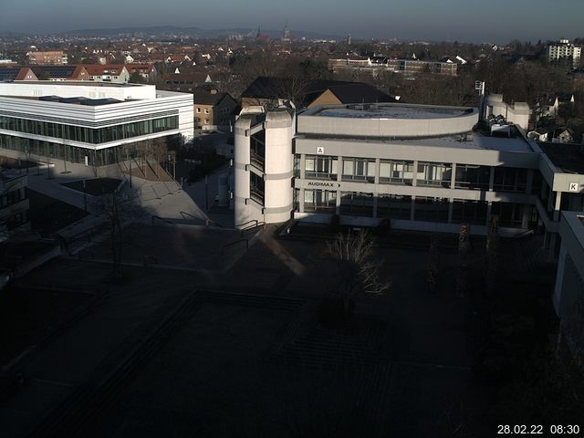 Foto der Webcam: Verwaltungsgeb&auml;ude, Innenhof mit Audimax, H&ouml;rsaal-Geb&auml;ude 1