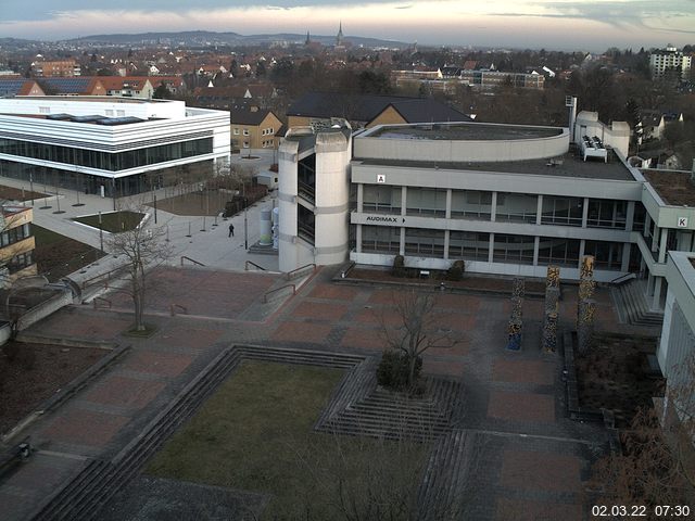 Foto der Webcam: Verwaltungsgeb&auml;ude, Innenhof mit Audimax, H&ouml;rsaal-Geb&auml;ude 1