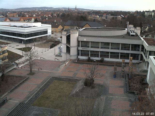Foto der Webcam: Verwaltungsgeb&auml;ude, Innenhof mit Audimax, H&ouml;rsaal-Geb&auml;ude 1