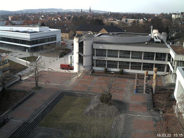 Foto der Webcam: Verwaltungsgeb&auml;ude, Innenhof mit Audimax, H&ouml;rsaal-Geb&auml;ude 1
