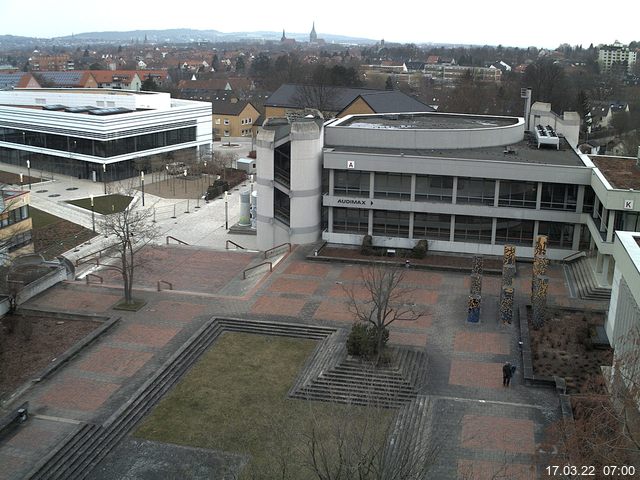 Foto der Webcam: Verwaltungsgeb&auml;ude, Innenhof mit Audimax, H&ouml;rsaal-Geb&auml;ude 1