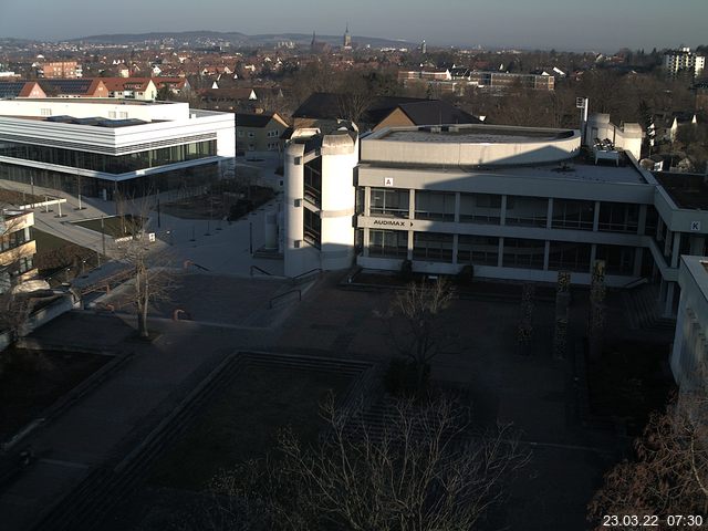 Foto der Webcam: Verwaltungsgeb&auml;ude, Innenhof mit Audimax, H&ouml;rsaal-Geb&auml;ude 1
