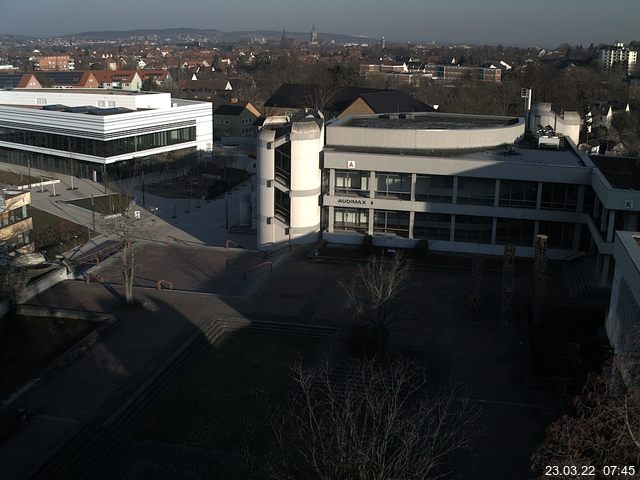 Foto der Webcam: Verwaltungsgeb&auml;ude, Innenhof mit Audimax, H&ouml;rsaal-Geb&auml;ude 1