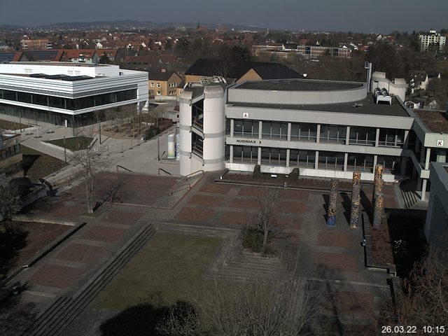 Foto der Webcam: Verwaltungsgeb&auml;ude, Innenhof mit Audimax, H&ouml;rsaal-Geb&auml;ude 1