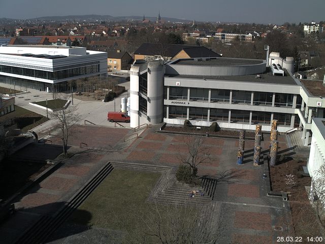 Foto der Webcam: Verwaltungsgeb&auml;ude, Innenhof mit Audimax, H&ouml;rsaal-Geb&auml;ude 1