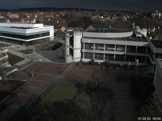 Foto der Webcam: Verwaltungsgeb&auml;ude, Innenhof mit Audimax, H&ouml;rsaal-Geb&auml;ude 1