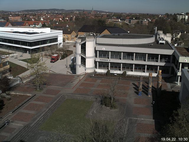 Foto der Webcam: Verwaltungsgeb&auml;ude, Innenhof mit Audimax, H&ouml;rsaal-Geb&auml;ude 1