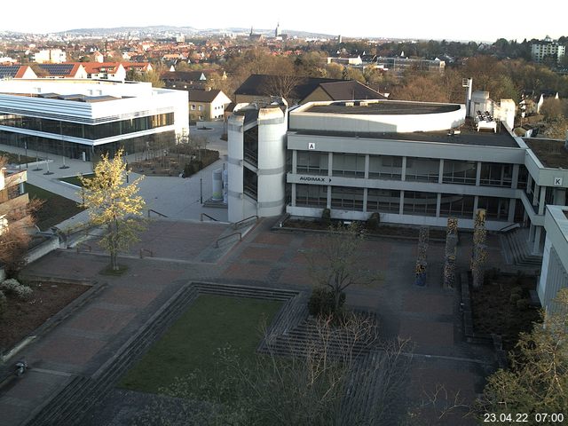 Foto der Webcam: Verwaltungsgeb&auml;ude, Innenhof mit Audimax, H&ouml;rsaal-Geb&auml;ude 1