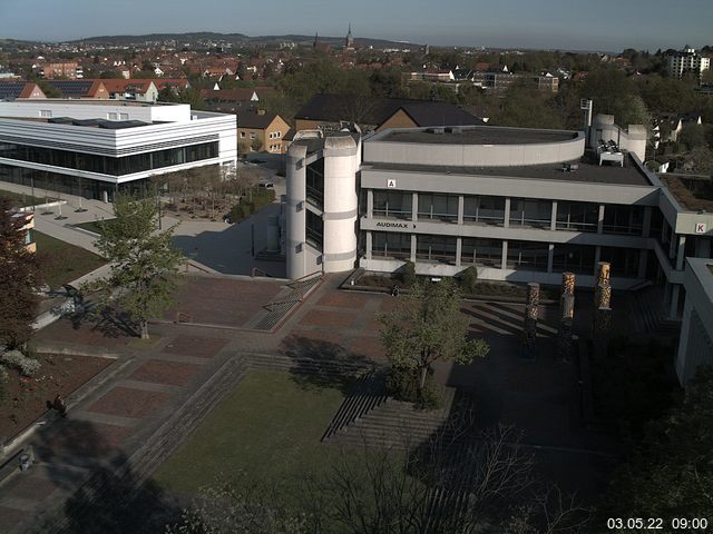 Foto der Webcam: Verwaltungsgeb&auml;ude, Innenhof mit Audimax, H&ouml;rsaal-Geb&auml;ude 1