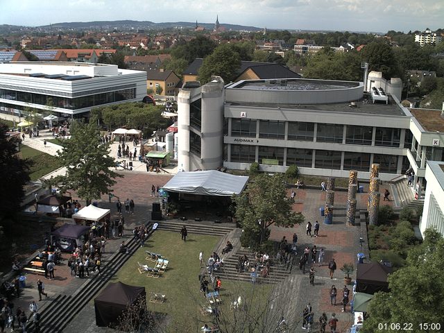 Foto der Webcam: Verwaltungsgeb&auml;ude, Innenhof mit Audimax, H&ouml;rsaal-Geb&auml;ude 1