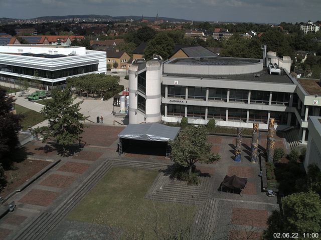 Foto der Webcam: Verwaltungsgeb&auml;ude, Innenhof mit Audimax, H&ouml;rsaal-Geb&auml;ude 1
